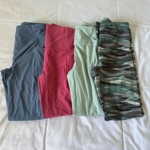 Athleta Kids Leggings Set - Slate Blue, Berry Pink, Mint, Green Camo